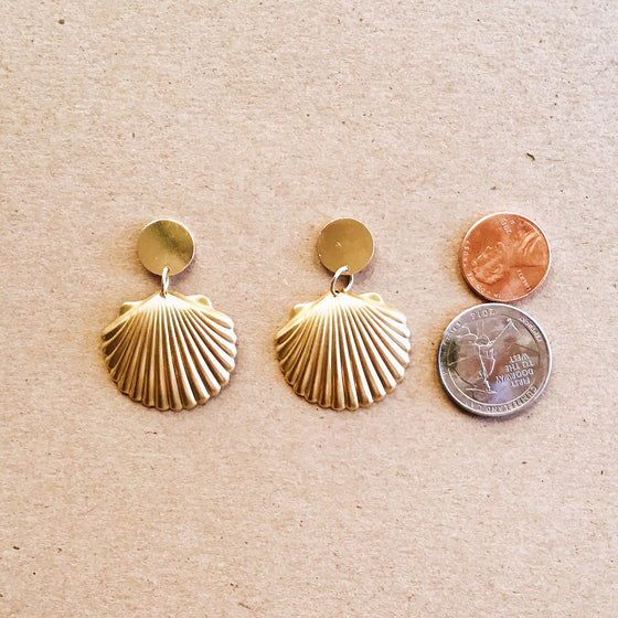 Brass Seashell Earrings