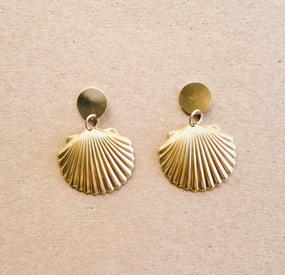 Brass Seashell Earrings