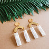 Gold and White Arch Earrings